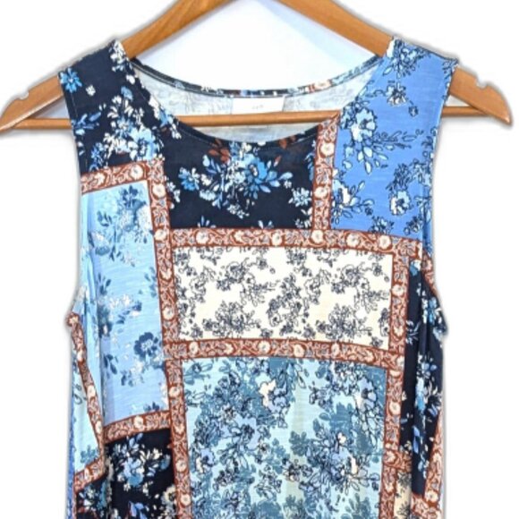 J. Jill | Floral Patchwork Maxi Dress w/ Pockets in Blue Multi | Small Petite - Picture 5 of 11